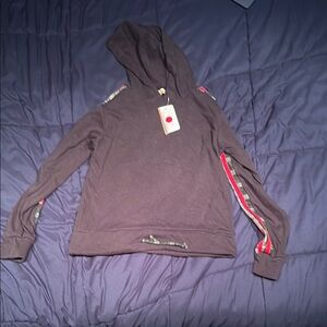 Vintage Havana Black Hoodie with Red Accents